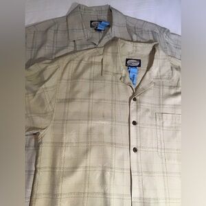Set of 2 100% Silk Men's Cream and Light Gold Casual Button Down Shirts